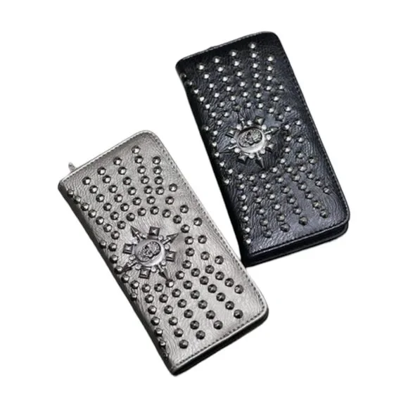 Riveted Skull Bound Oversized Fashion Wallets - Picture 9 of 12